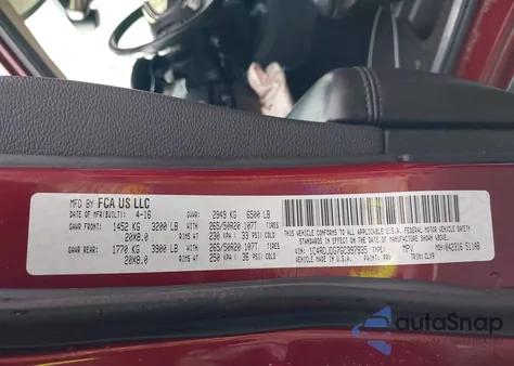 2016 Dodge Durango Limited z USA, uszkodzony, nr VIN 1C4RDJDG7GC397935